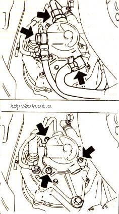 Снятие трубок и болтов вакуумного насоса