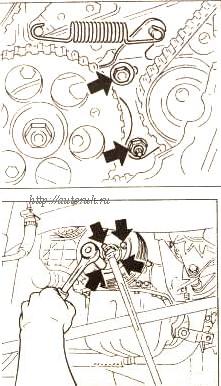 Ослабить крепление натяжного ролика