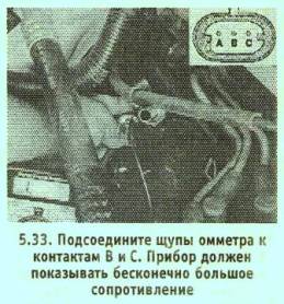 подсоедините щупы омметра