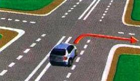 Поворот направо на перекрестке не из крайней правой полосы