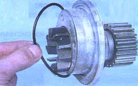 Снимите уплотнительное кольцо с корпуса насоса