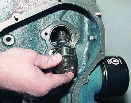 Вынимаем из блока цилиндров валик привода