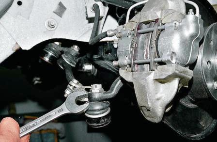 ключом «на 22» отворачиваем гайку крепления пальца шарового шарнира