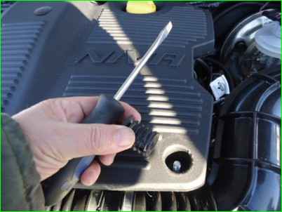 How to remove the decorative engine cover of the Niva Chevrolet