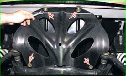 Removing the oil pan guard and engine splash guard