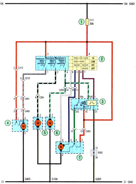 Схема стеклоочистителя и омывателя Авео Шевролет