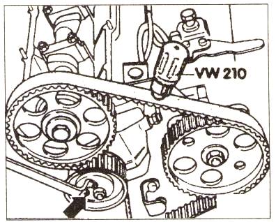 Регулировка натяжения зубчатого ремня VW Passat