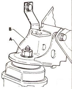 Отвинтить гайку опоры двигателя