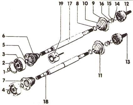 разобранный приводной вал