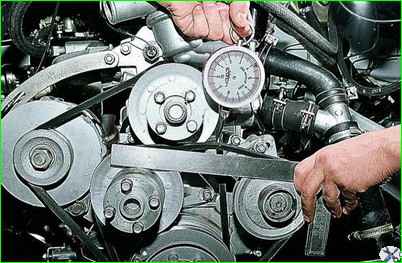 Замена и регулировка натяжения ремней привода агрегатов