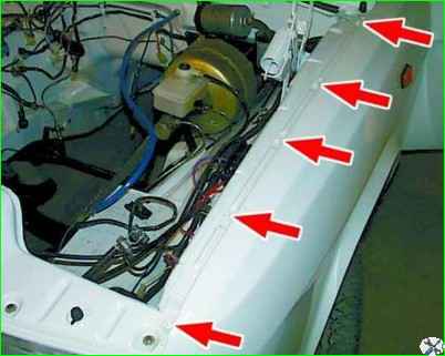 Снятие переднего крыла