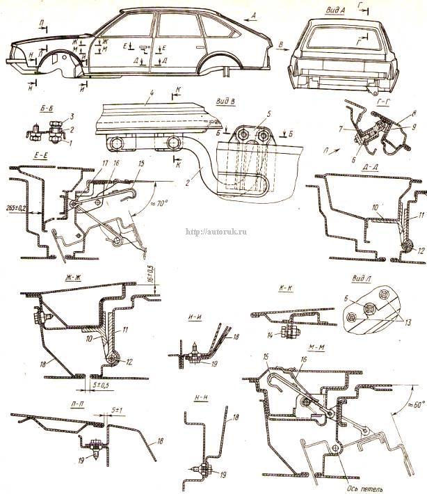места крепления боковых дверей 2141