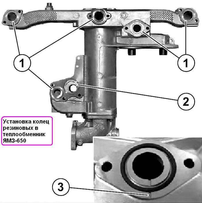 Установка теплообменника жидкостно-масляного ЯМЗ-650